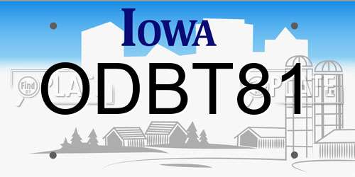 ODBT81 Iowa License Plate