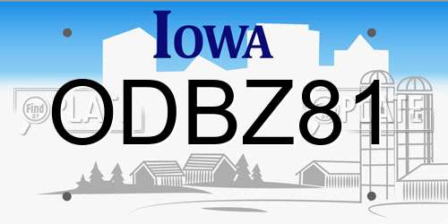 ODBZ81 Iowa License Plate
