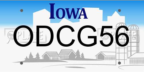 ODCG56 Iowa License Plate