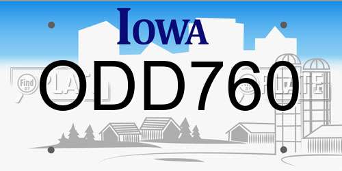 ODD760 Iowa License Plate