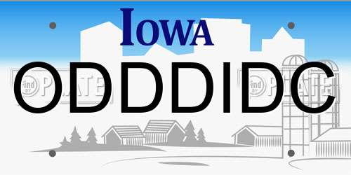 ODDDIDC Iowa License Plate