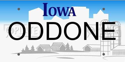 ODDONE Iowa License Plate