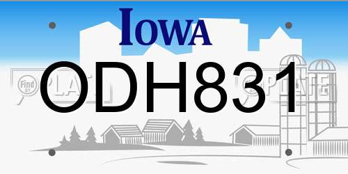 ODH831 Iowa License Plate