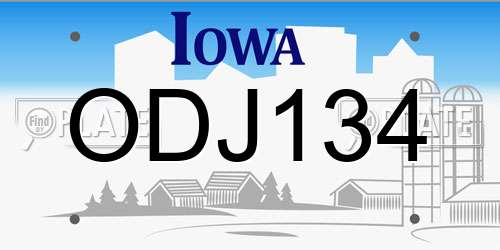 ODJ134 Iowa License Plate