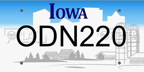 ODN220 Iowa License Plate