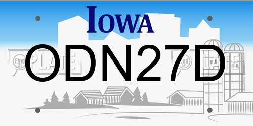 ODN27D Iowa License Plate