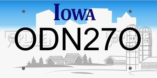 ODN27O Iowa License Plate