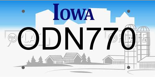 ODN770 Iowa License Plate