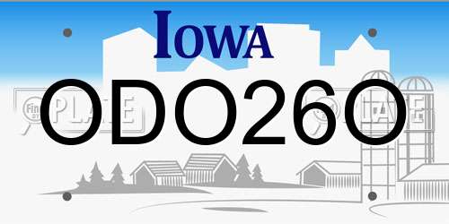 ODO26O Iowa License Plate