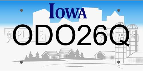 ODO26Q Iowa License Plate
