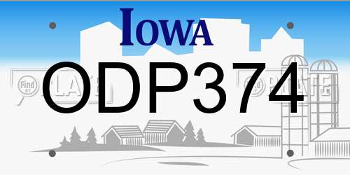 ODP374 Iowa License Plate