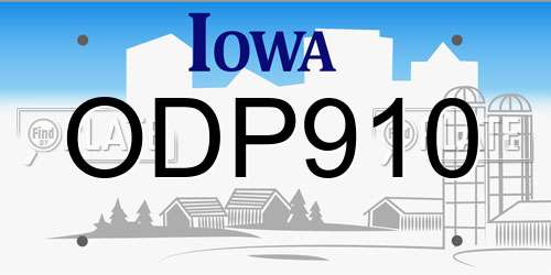 ODP910 Iowa License Plate