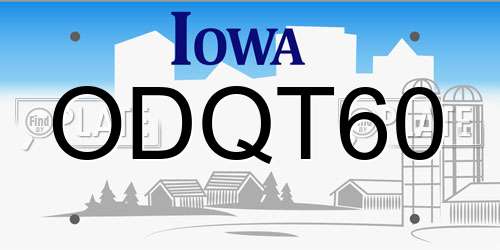 ODQT60 Iowa License Plate