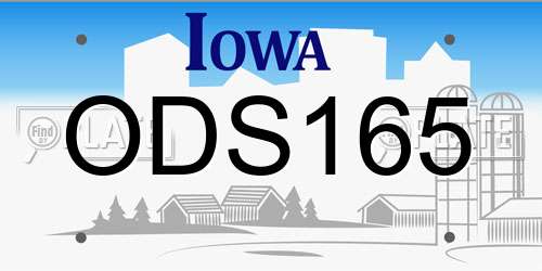 ODS165 Iowa License Plate