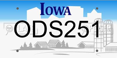 ODS251 Iowa License Plate
