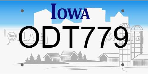ODT779 Iowa License Plate