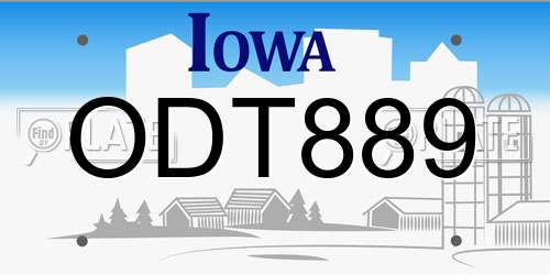 ODT889 Iowa License Plate
