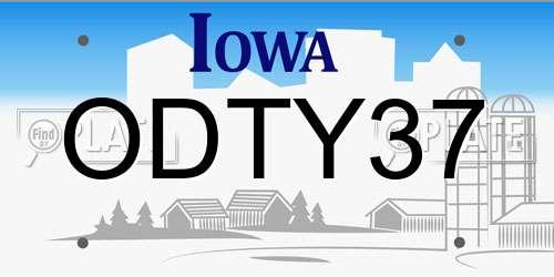 ODTY37 Iowa License Plate
