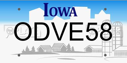 ODVE58 Iowa License Plate