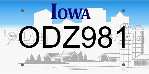 ODZ981 Iowa License Plate