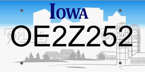 OE2Z252 Iowa License Plate