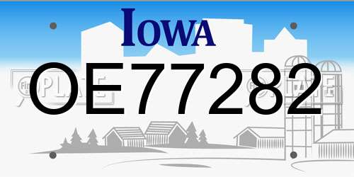 OE77282 Iowa License Plate