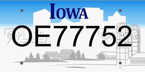 OE77752 Iowa License Plate