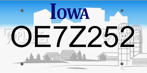 OE7Z252 Iowa License Plate