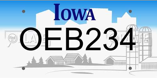 OEB234 Iowa License Plate