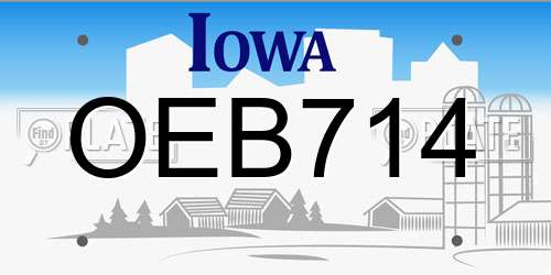 OEB714 Iowa License Plate