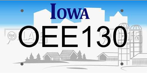 OEE130 Iowa License Plate