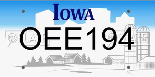 OEE194 Iowa License Plate