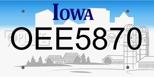 OEE5870 Iowa License Plate