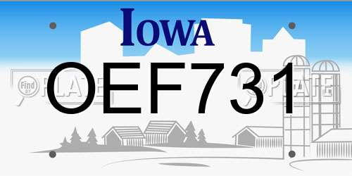 OEF731 Iowa License Plate