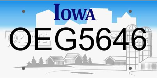 OEG5646 Iowa License Plate