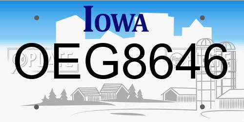 OEG8646 Iowa License Plate