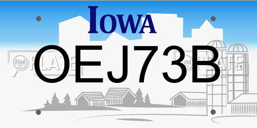 OEJ73B Iowa License Plate