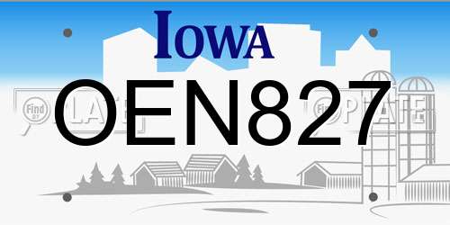 OEN827 Iowa License Plate