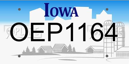 OEP1164 Iowa License Plate