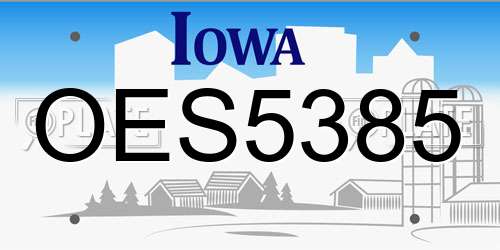 OES5385 Iowa License Plate