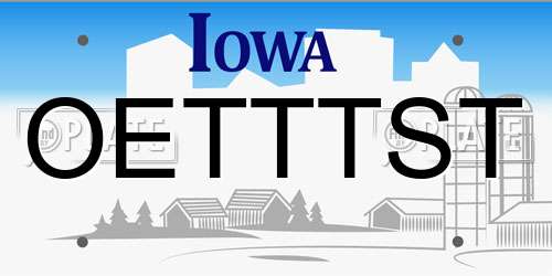 OETTTST Iowa License Plate