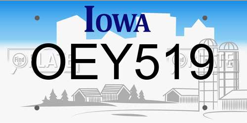 OEY519 Iowa License Plate