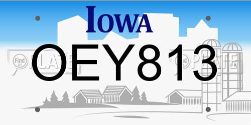 OEY813 Iowa License Plate