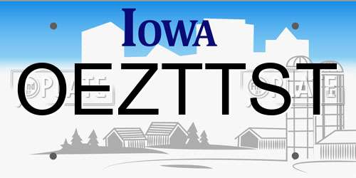 OEZTTST Iowa License Plate