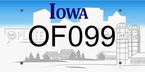 OF099 Iowa License Plate