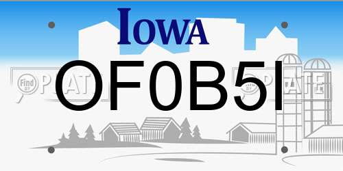 OF0B5I Iowa License Plate