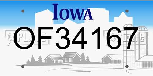 OF34167 Iowa License Plate