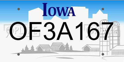 OF3A167 Iowa License Plate