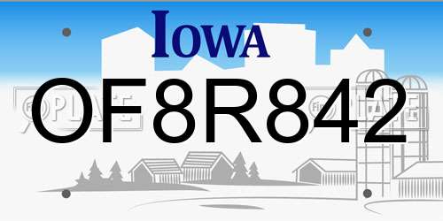 OF8R842 Iowa License Plate