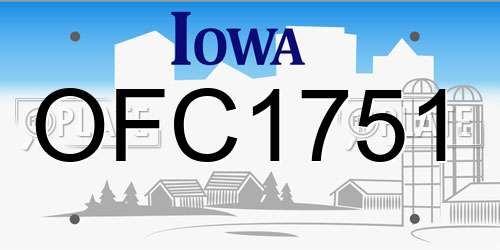 OFC1751 Iowa License Plate